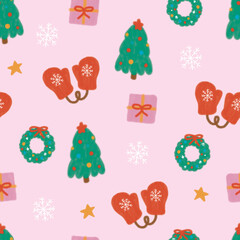 Cute Christmas Holiday Seamless Pattern