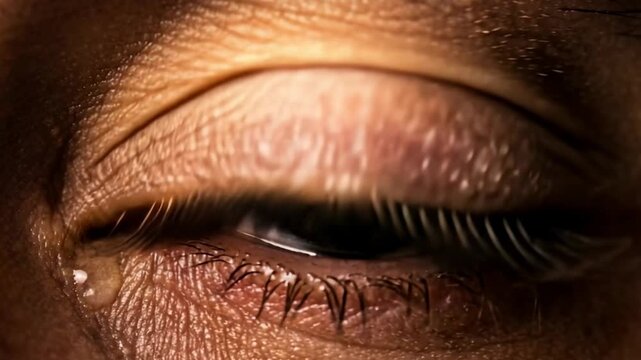 Golgotha crucifixion reflection in eye of Jesus Christ, extreme close-up during Holy Week passion