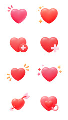 Collection of vibrant heart emojis on a black background for digital communication