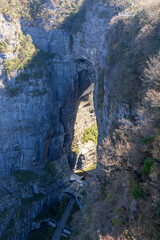 Tianmen Mountain with its pierced rock above the city of Zhangjiajie in Hunan, China.