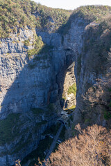 Tianmen Mountain with its pierced rock above the city of Zhangjiajie in Hunan, China.