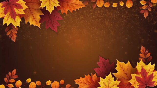 Vibrant Autumn Leaves Border Background with Fall Foliage Decoration and Copy Space