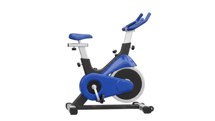 Blue Stationary Exercise Bike Isolated on White
