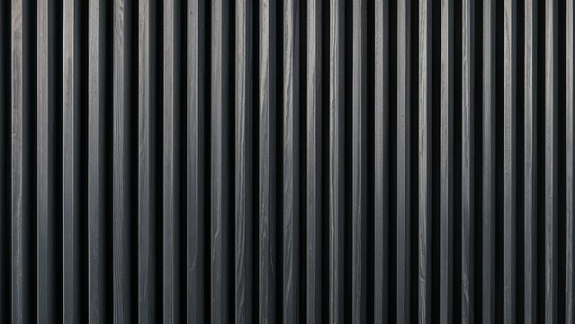Minimalist dark wood slatted wall texture. Modern ribbed charcoal gray background.