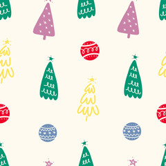 Hand-Drawn Festive Christmas Tree Pattern