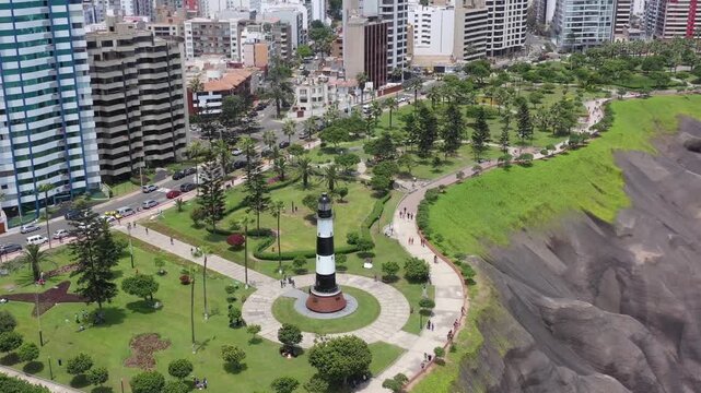 Establishing Aerial View of Lima, Peru. Drone shot