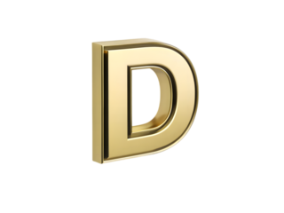 3d golden letter D