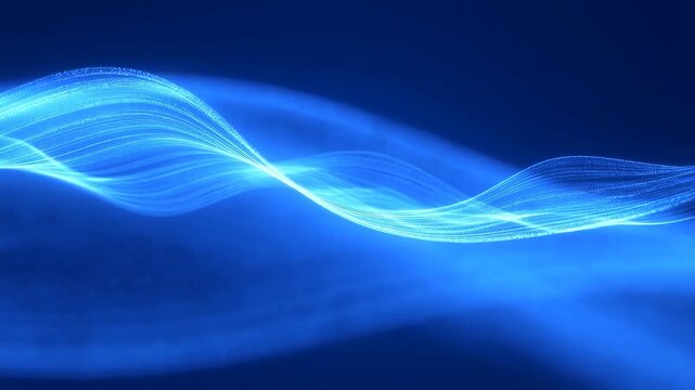 Dynamic blue waves flowing and morphing across digital abstract background