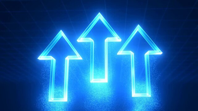 Glowing neon arrows rise and transform with dynamic motion and impactful visuals