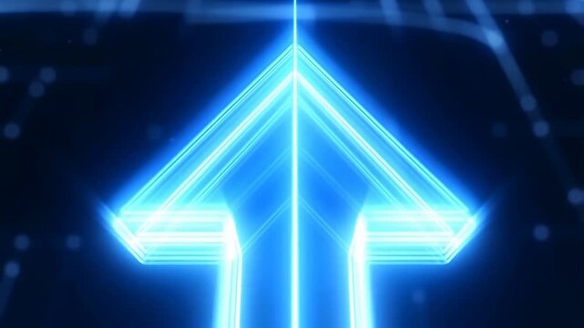 Dynamic neon arrow progression pulsing with futuristic energy in vertical movement