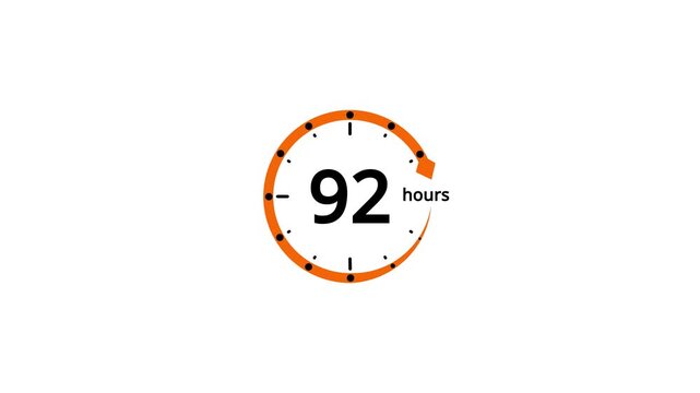 Orange circle timer with 92 hours displayed in black text on a white background clock countdown