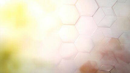 Soft pastel hexagonal pattern with warm light gradient, abstract geometric background ideal for wellness branding, medical presentations, UI design and calm technology visuals.