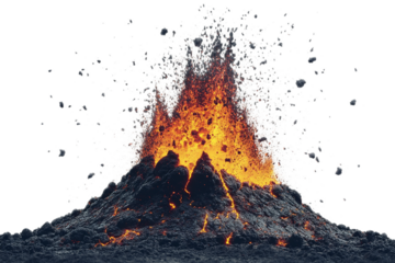 Volcano Erupts Night Sky