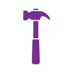 Purple hammer icon on white background