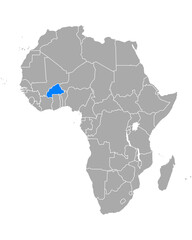 Fototapeta premium Karte von Burkina Faso in Afrika