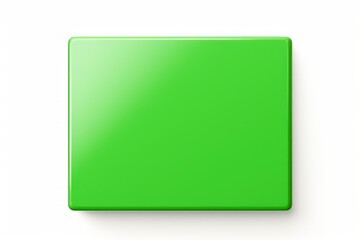 Shiny green square button floating over a white background, creating a vivid and modern aesthetic