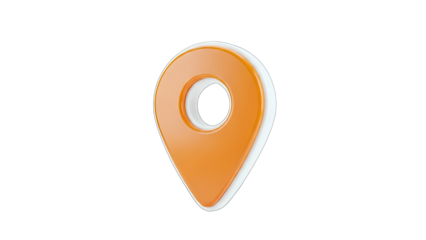 3D Orange Location Pin Icon on White Background