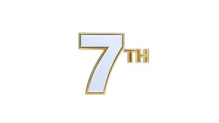 7th Number with Gold Frame on White Background