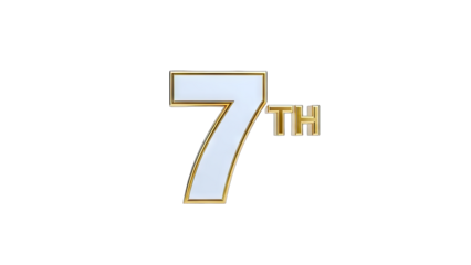 7th Number with Gold Frame on White Background