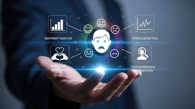 Artificial Intelligence Analyzing Human Emotions With Data Visualization - Powered by Adobe