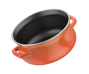 Enamel cooking pot on transparent background