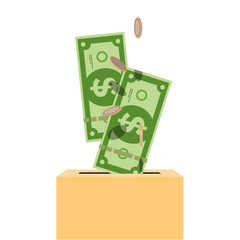 savings. money in a box. vector illustration