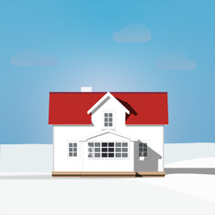 Winter house. winter landscape. Scandinavian architecture. vector illustration