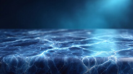 Ocean surface with stunning water texture and shimmering effect, with blue lighting
