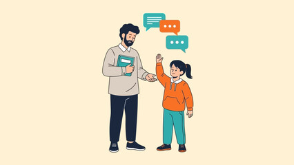 Kind Teacher Giving Positive Reinforcement to a Young Student During a Conversation in Classroom