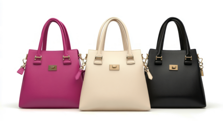 stylish women's handbags isolated on a transparent background, 