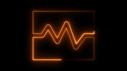 Neon line electrocardiogram animation. Neon ecg line animation video on black background. Heart beat. One pulse line. ECG heartbeat monitor, ECG monitor, Heartbeat monitor EKG line monitor 