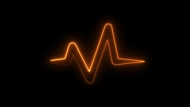abstract background heartbeat line 4k neon light heartbeat display Glowing neon heart cardiogram line. Electrocardiogram show heart beat line