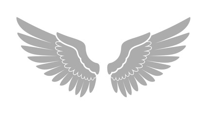 Obraz premium Symbolic pair of spread gray wings representing freedom, aspiration, and angelic or mythical presence