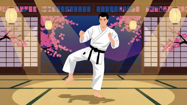Black Belt Master Demonstrates Flawless Martial Arts Techniques