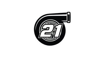 Automotive Turbocharger Racing Logo with Number 21 - Speed and Power Emblem logotypelogoicon. © nizar