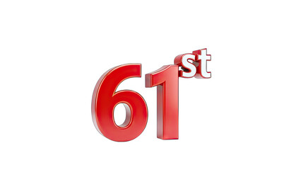 61st Anniversary Number in Red on White Background