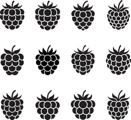 Blackberry silhouette vector berry fruit icon set seamless pattern design © Parrot Graphic