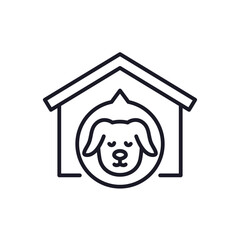 doghouse line icon with a dog