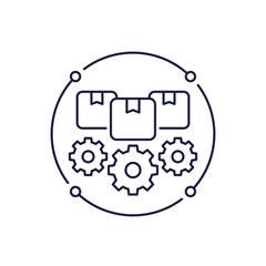 inventory management icon with boxes in line design