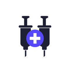 two doses of vaccine icon on white