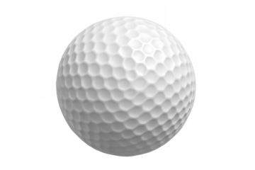 Golf ball bouncing, showing dimpled surface texturing, symbolizing sport, accuracy, and competition success on a transparent background