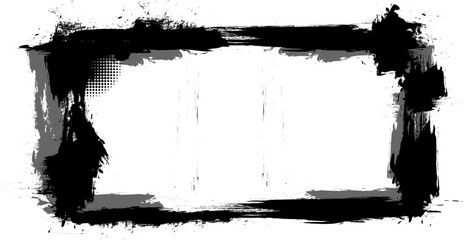 black ink brush blank space frame border picture grunge graphic element