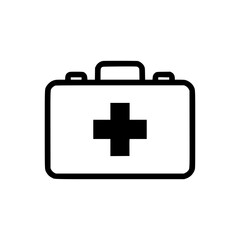 Bold Minimalist First Aid Kit Vector Icon. Black and White Flat Design Medical Box Silhouette for SVG Cutting Files, Emergency Preparedness Branding, Camping Safety Logo, and Modern Healthcare Illustr