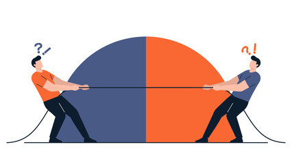 Two People Pulling Rope Representing Conflict and Opposing Interests