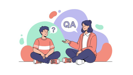 Fototapeta premium Child and woman engaging in a QA session in a friendly educational setting
