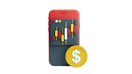 Smartphone with Stock Chart and Dollar Coin - Financial Technology Concept