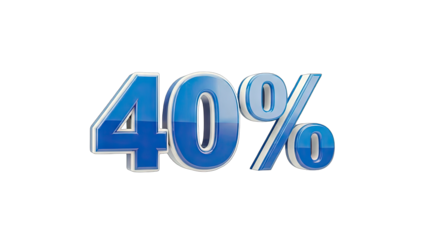 3D Rendered 40 Percent Sign on White Background
