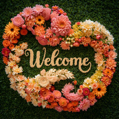 Welcome spring lettering background