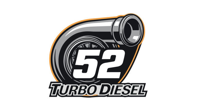Turbo Diesel Engine Logo Design with Number 52. Automotive Performance Vehicle Emblem. logotypelogoi.
