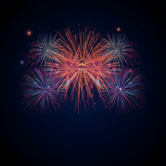 Fireworks in the dark sky background